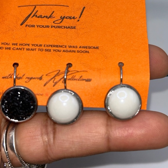 12mm Chic Black and White Earrings by - Picture 3 of 3